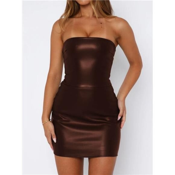 Leather Tube Mini Dress - Picture 4 of 10